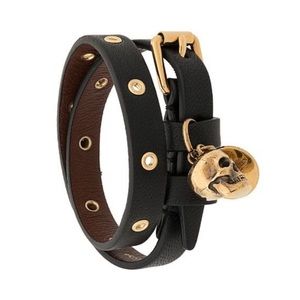 Alexander McQueen Black and Gold buckle bracelet